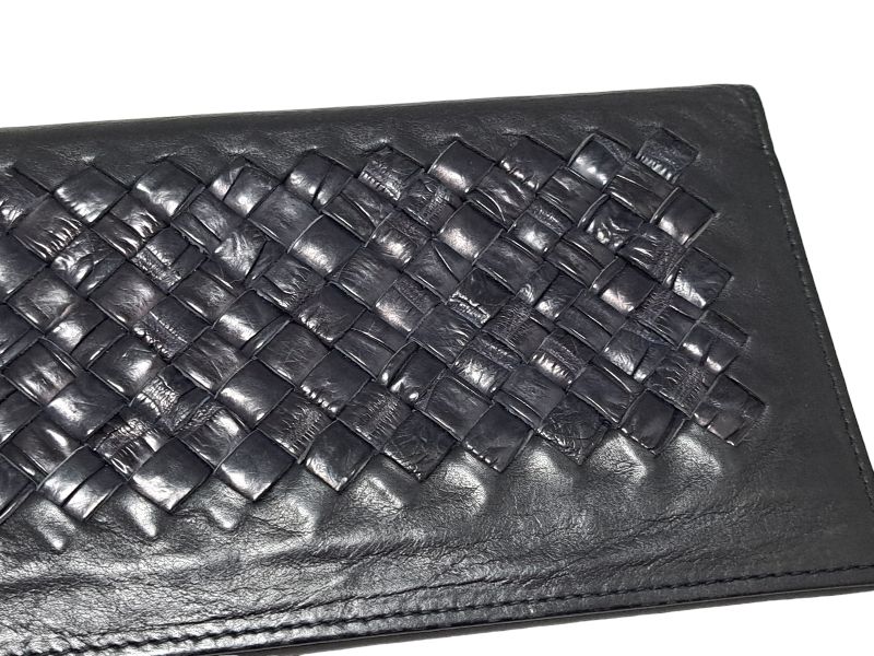 ボッテガヴェネタ 長財布 イントレチャート 財布 クロコ ブラック 黒
