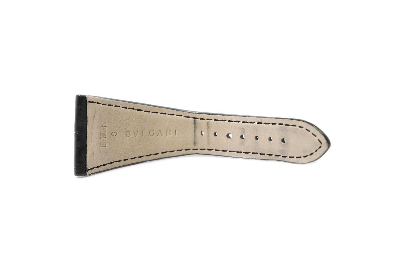 ブルガリ メンズ アショーマ 革ベルト S 黒 ブラック クロコダイル レザー Dバックル用 ストラップ