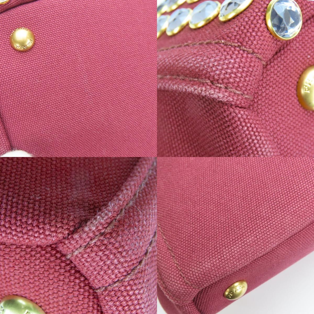 中古】 プラダ トートバッグ カナパ B2642O スタッズ キャンバス