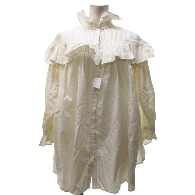 ライト WRYHT 24SS VICTORIAN EMBROIDERED NIGHT TOPS シャツ ブラウス ピンタック フリル 刺繍 ジョー取扱い 241WT-JK03 白 ホワイト 1 約S