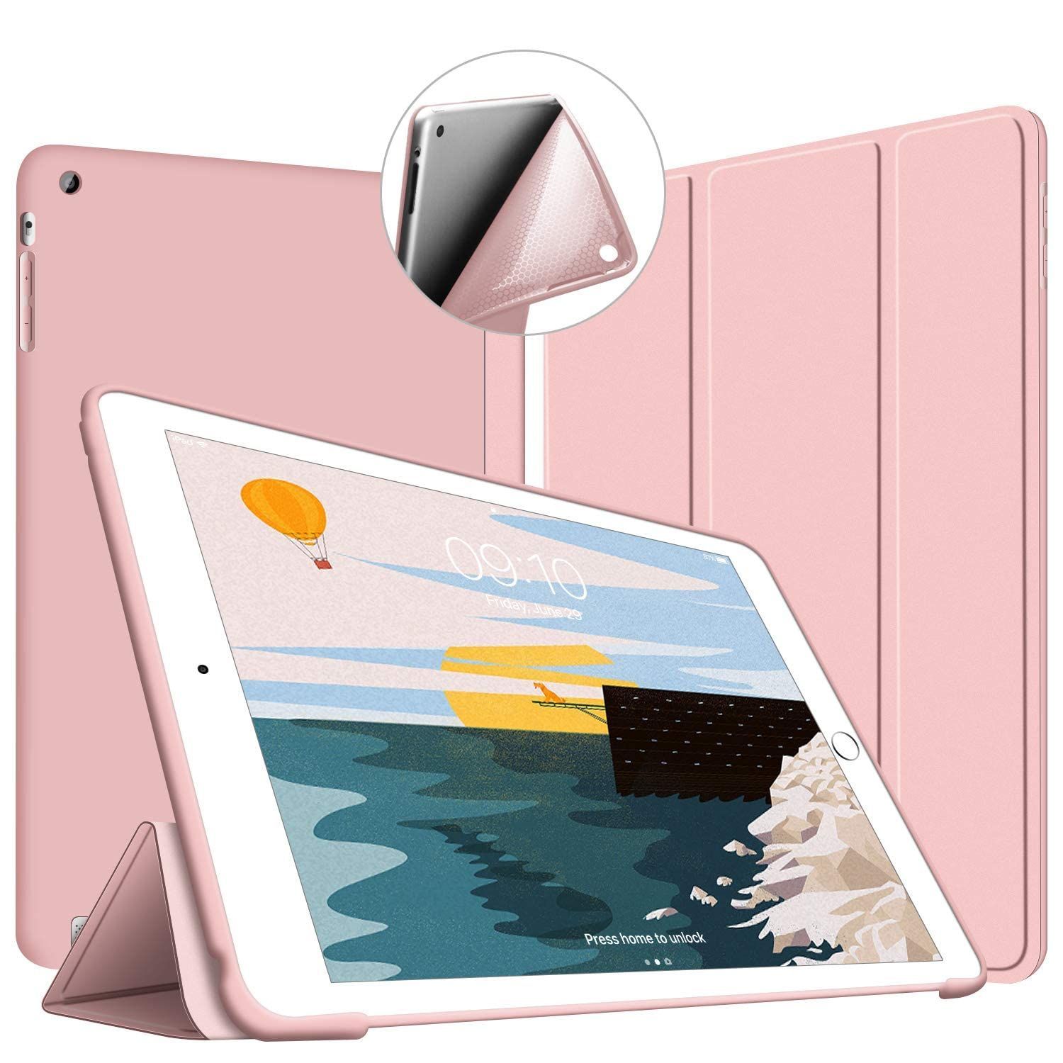 iPad 2 3 4 ケース 超薄型 超軽量 三つ折り スタンド TPU ピンク
