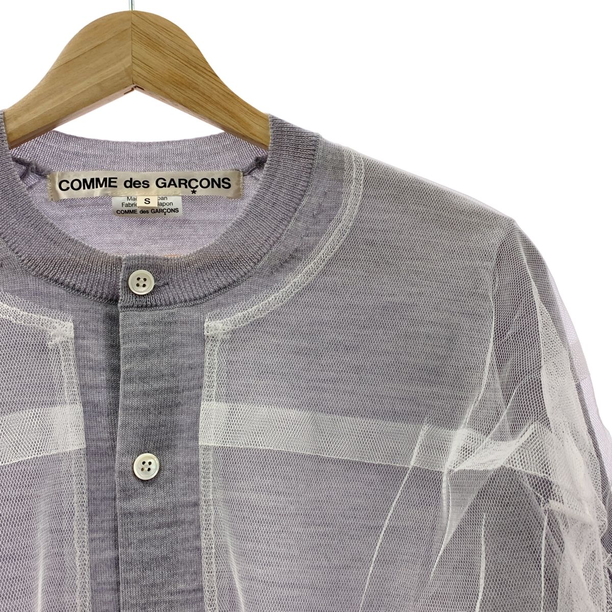 COMME des GARCONS - 【美品】  COMME des GARCONS / コムデギャルソン | 2025SS | チュール レイヤード クルーネックカーディガン | S | グレー/ ホワイト | レディース 美品】 COMME des GARCONS / コムデギャルソン | 2025SS | チュール