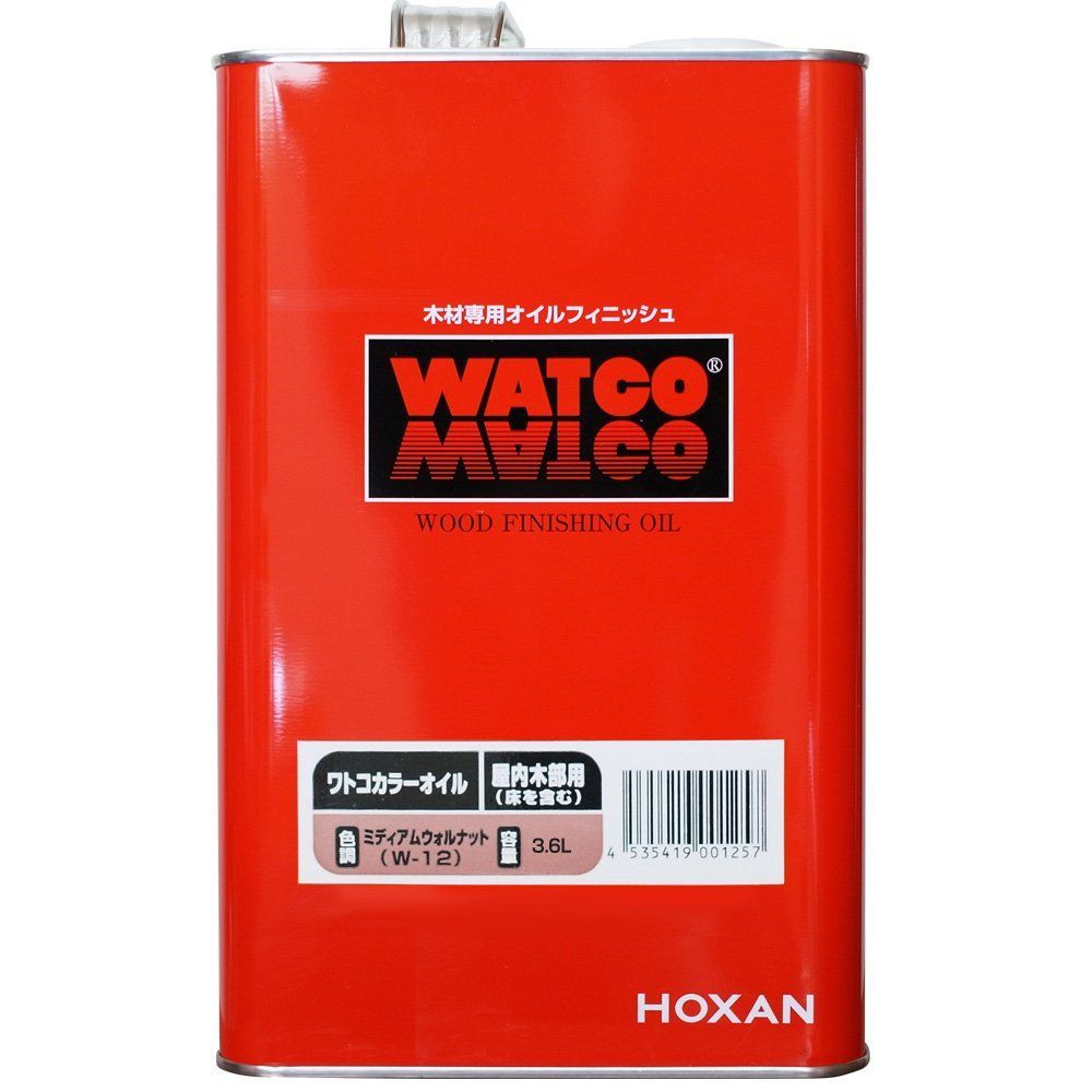 数量 ミディアムウォルナット W-12 ワトコオイル Hapio 3.6L カンペハピオ Kanpe