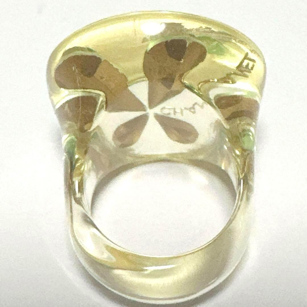 シャネル CHANEL 指輪 リング クローバー プラスチック イエロー 13号