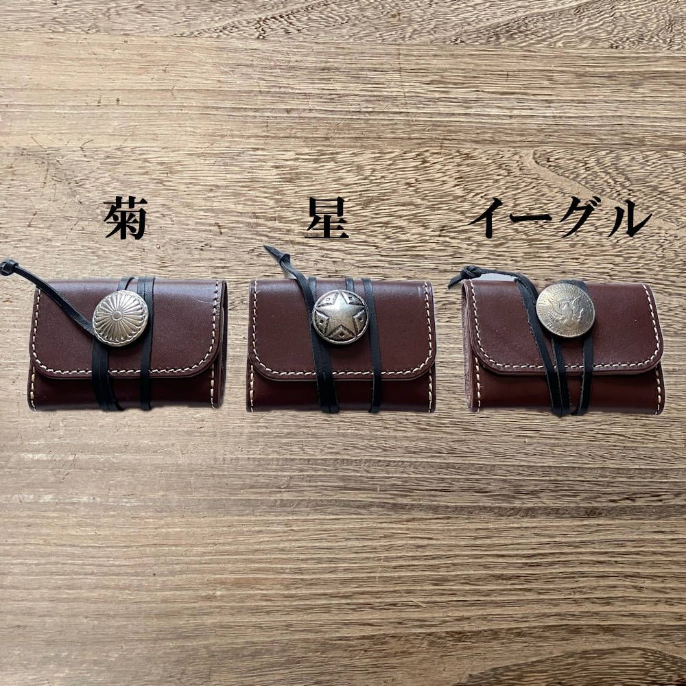 三つ折り財布・コンチョ付き 栃木レザー本革 コンチョ付き コンパクト