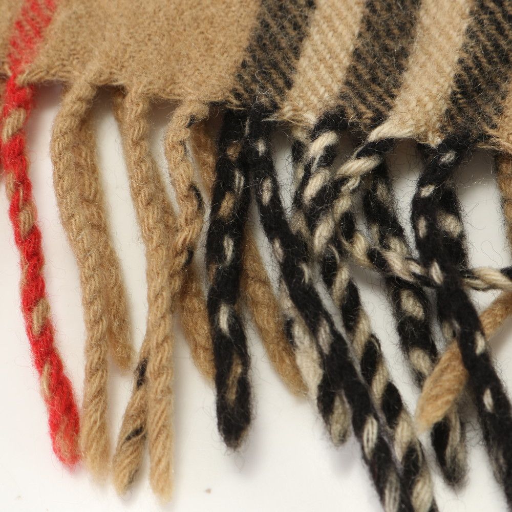 バーバリー タグ付 ノバ チェック フリンジ ウール 100％ マフラー