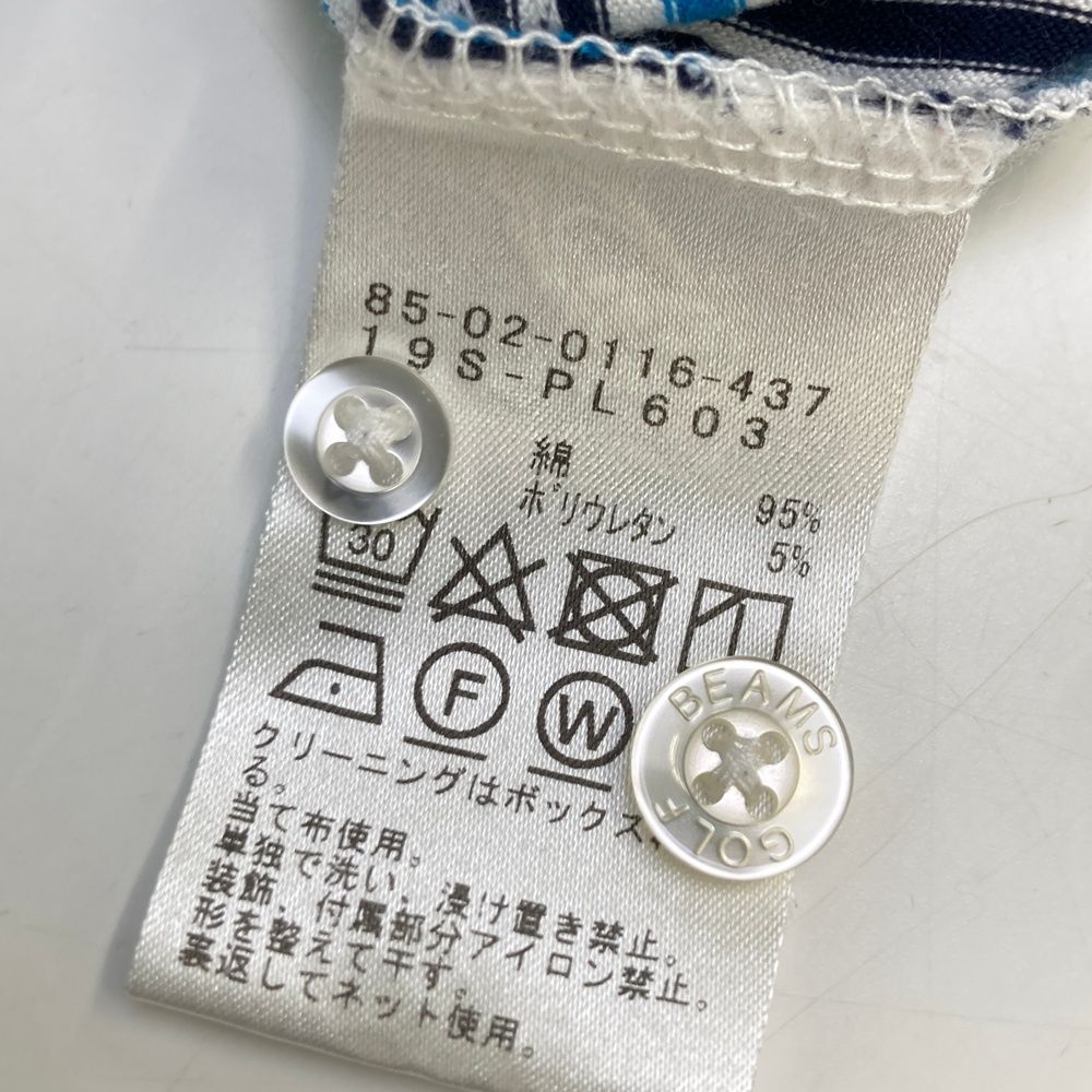 サイズ：L BEAMS GOLF ビームスゴルフ  半袖ポロシャツ ボタンダウン 総柄 ブルー系 [240101390926] ゴルフウェア レディース ストスト サイズ：L BEAMS GOLF ビームスゴルフ 半袖ポロシャツ ボタン