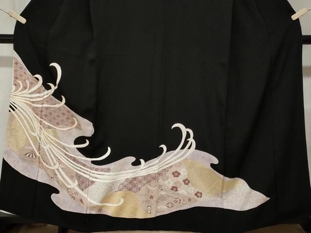 付下げ 菱形に華柄模様の刺繍 金駒刺繍 栗鼠色 金銀彩 縮緬 K-4615 平和屋着物□豪華振袖 駒刺繍 絞り 草花文 金彩 逸品 DAAI4847du