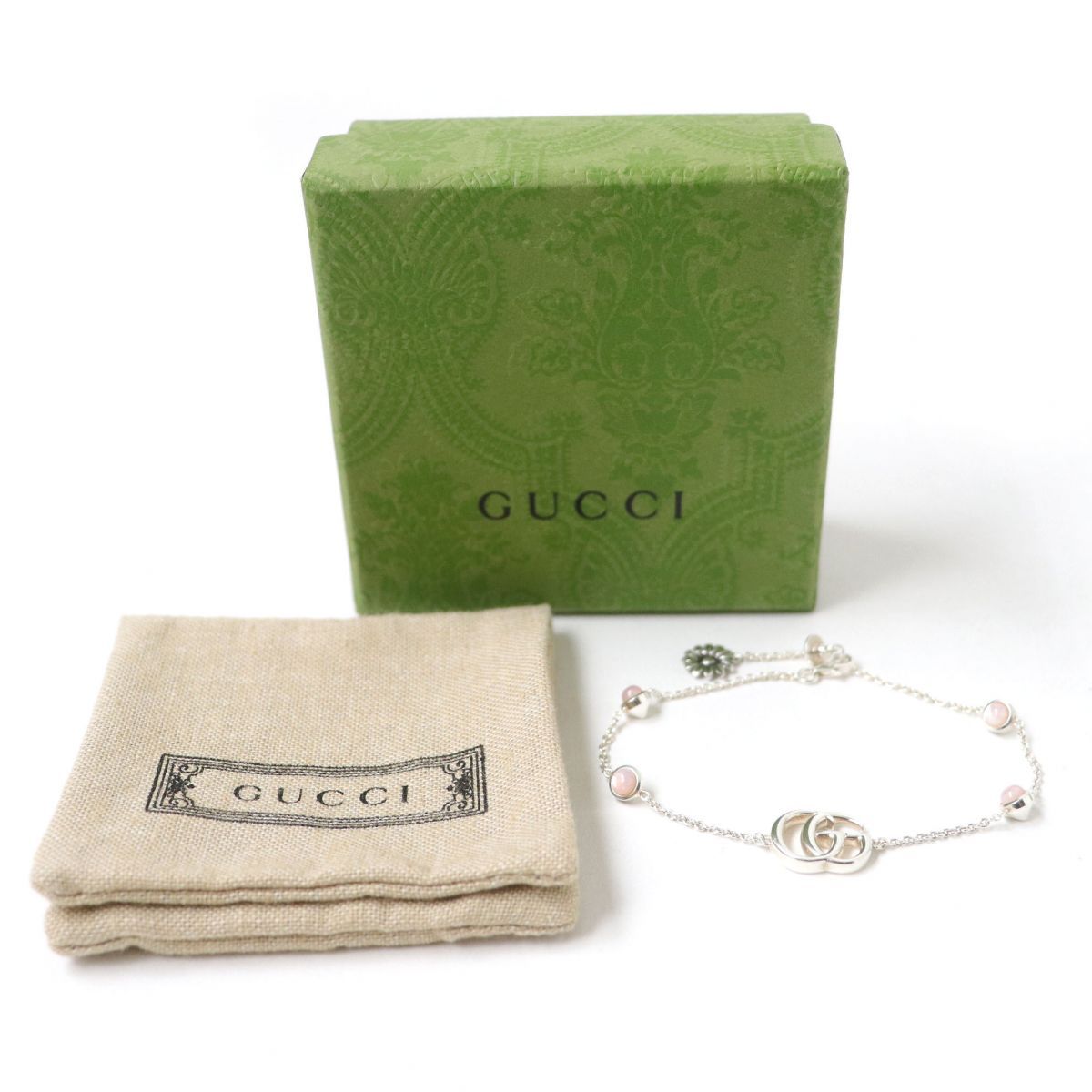 極美品◇GUCCI グッチ 527393 SV925×カラーストーン ダブルG 