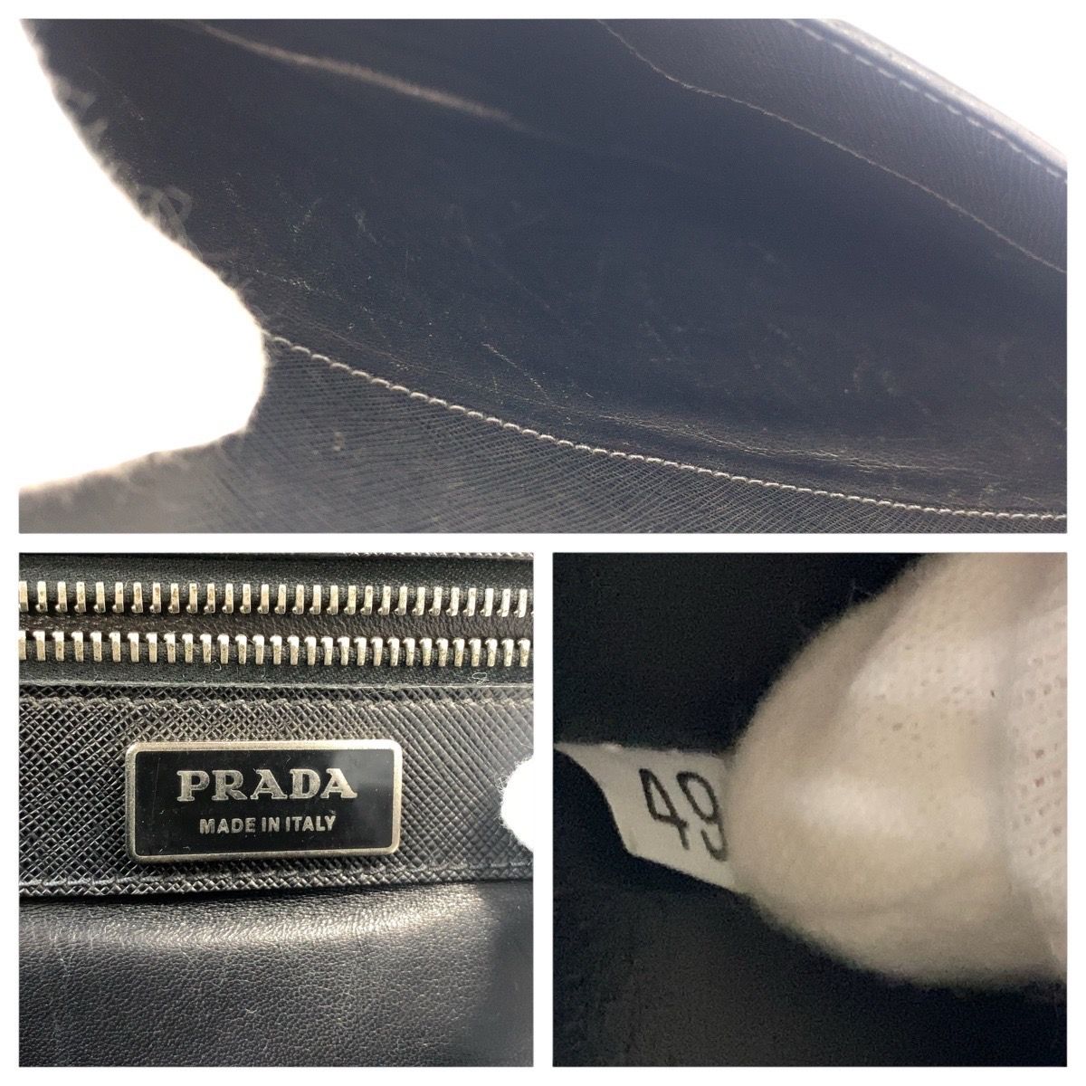 PRADA プラダ サフィアーノ ブラック 黒 シルバー金具 レザー ビジネス  