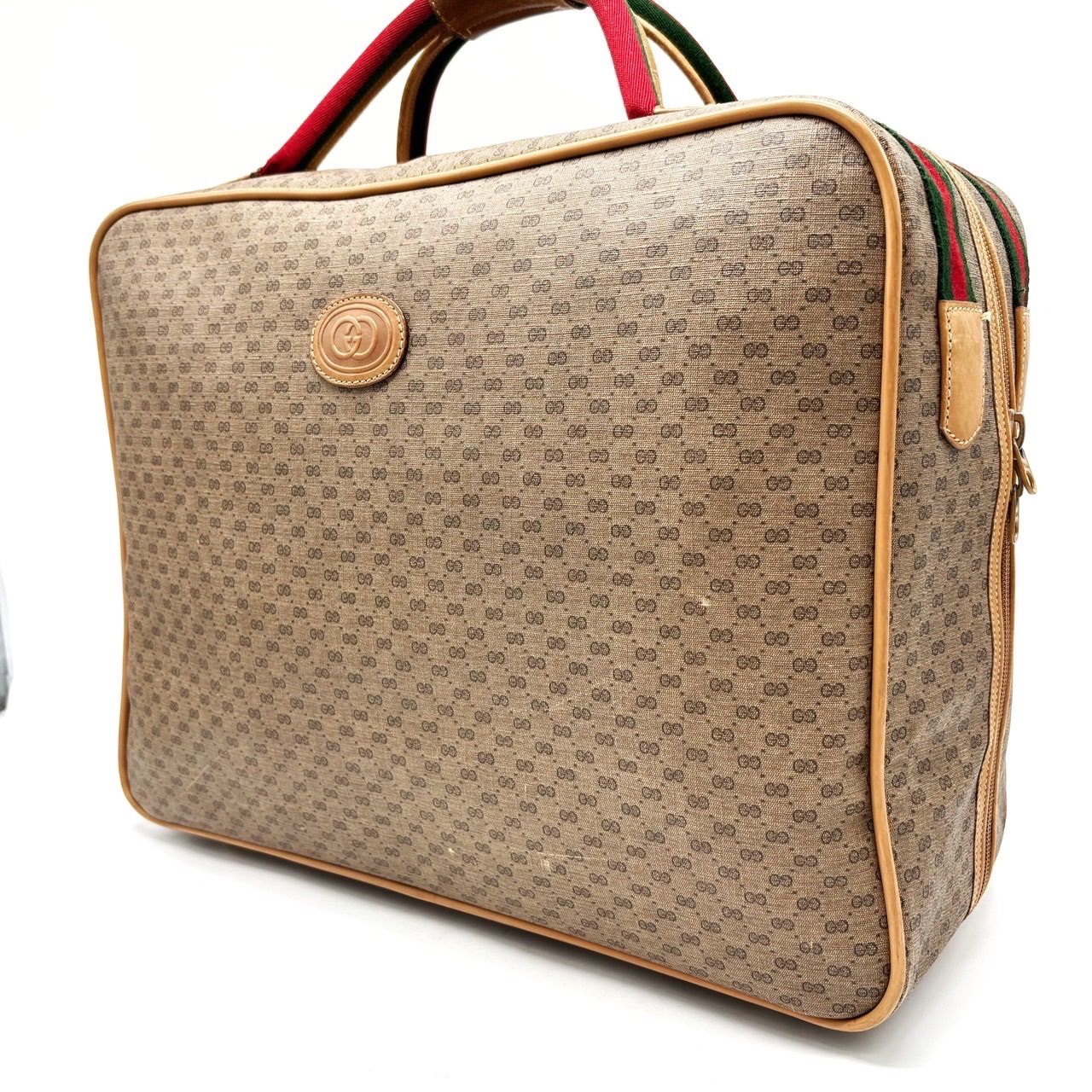 GUCCI グッチ OLDGUCCI オールドグッチ マイクロGG シェリーライン ハンドバッグ ビジネスバッグ インターロッキング ロゴパッチ PVC レザー ベージュ 肌色 A4収納 ユニセックス 男女兼用 メンズ レディース