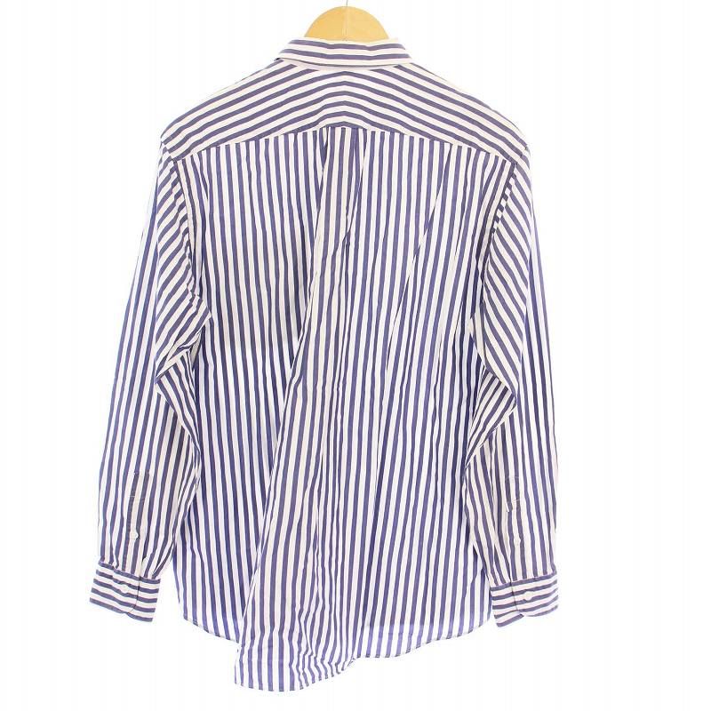 COMOLI コモリ 長袖シャツ ストライプ 美品 コモリ COMOLI コモリシャツ 長袖 ストライプ 1 ネイビー