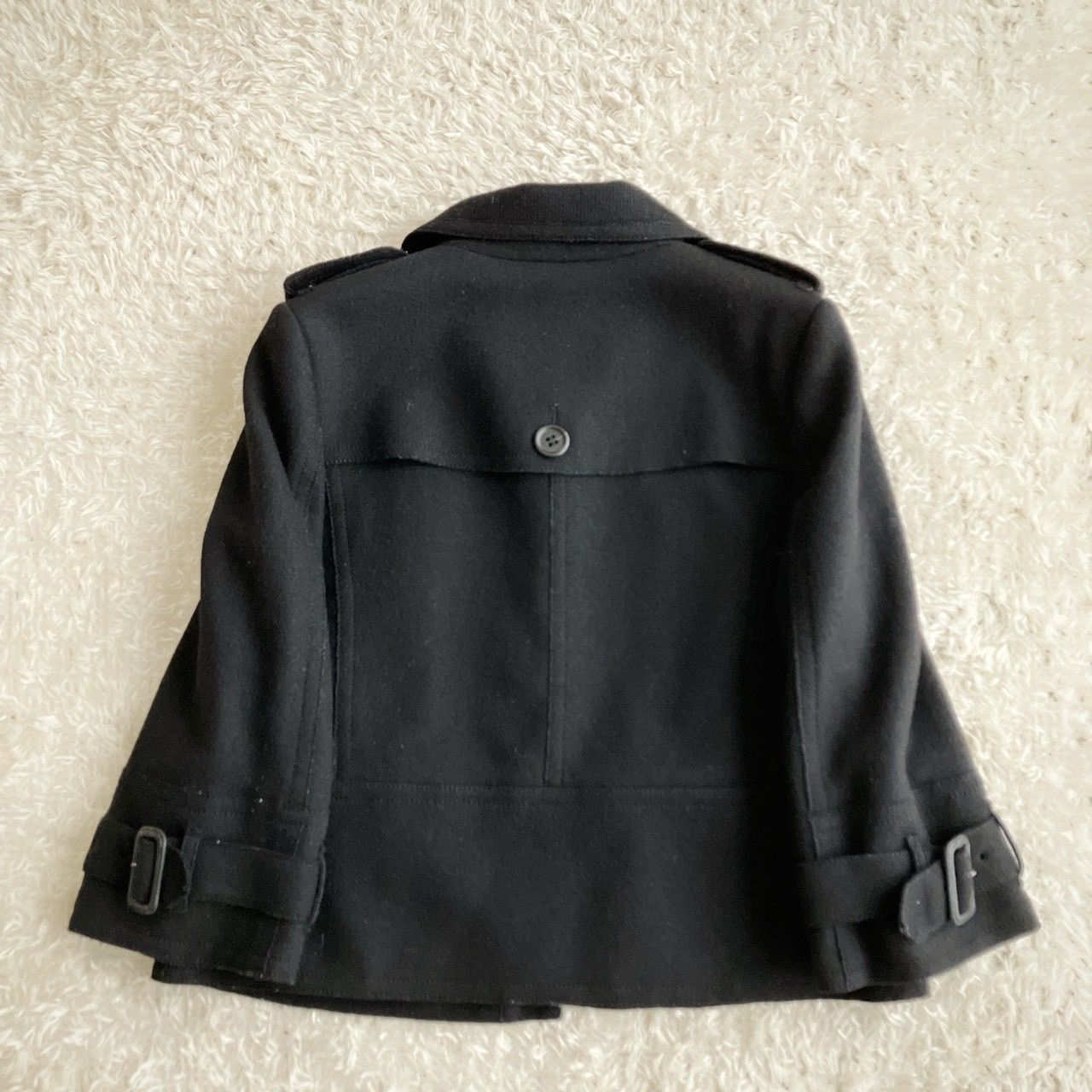 バーバリーロンドン ショートコート ノバチェック アンゴラ混 黒 40