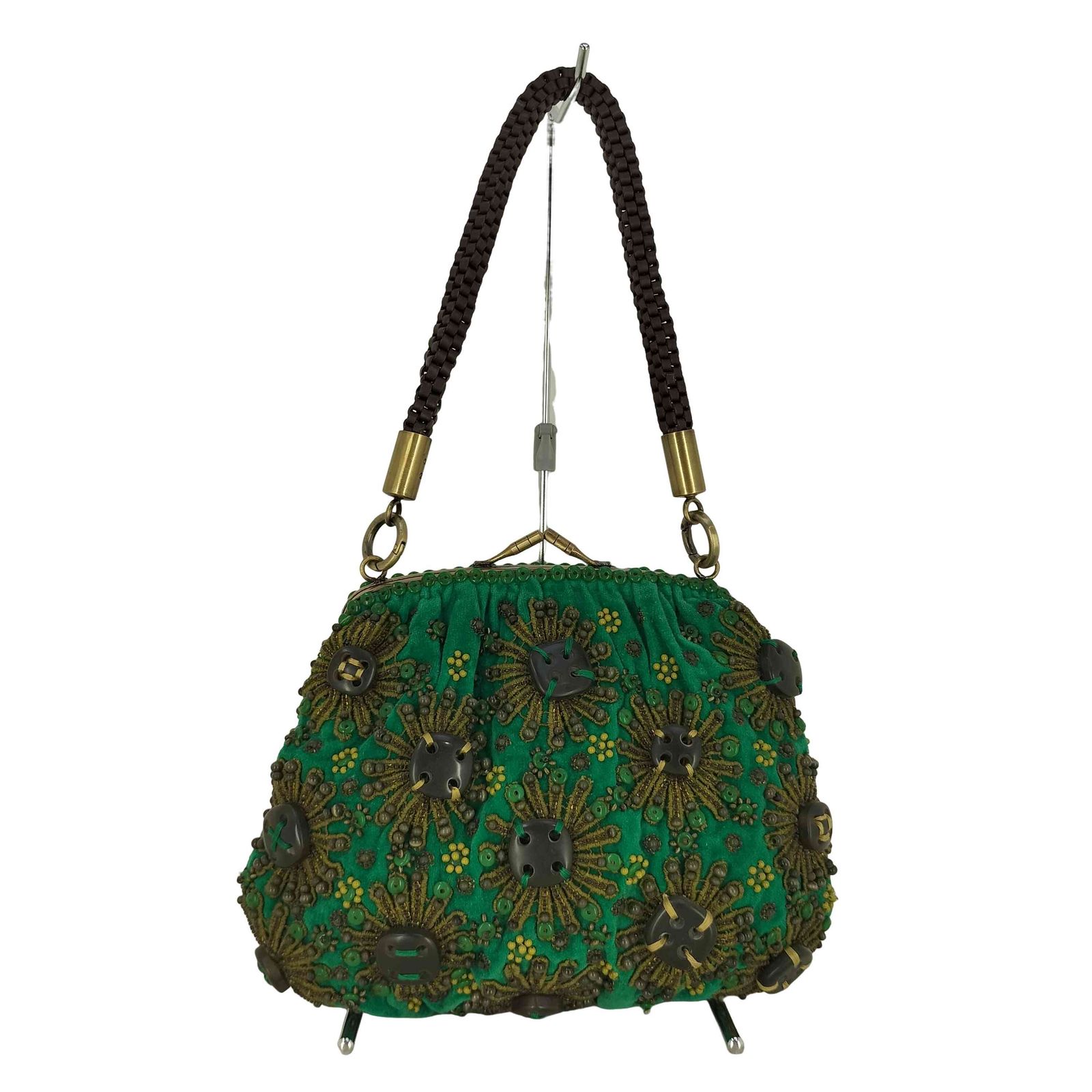 美品 JAMIN PUECH がま口 スパンコール ハンドバッグ 美品/ JAMIN PUECH ジャマンピュエッシュ スパンコール