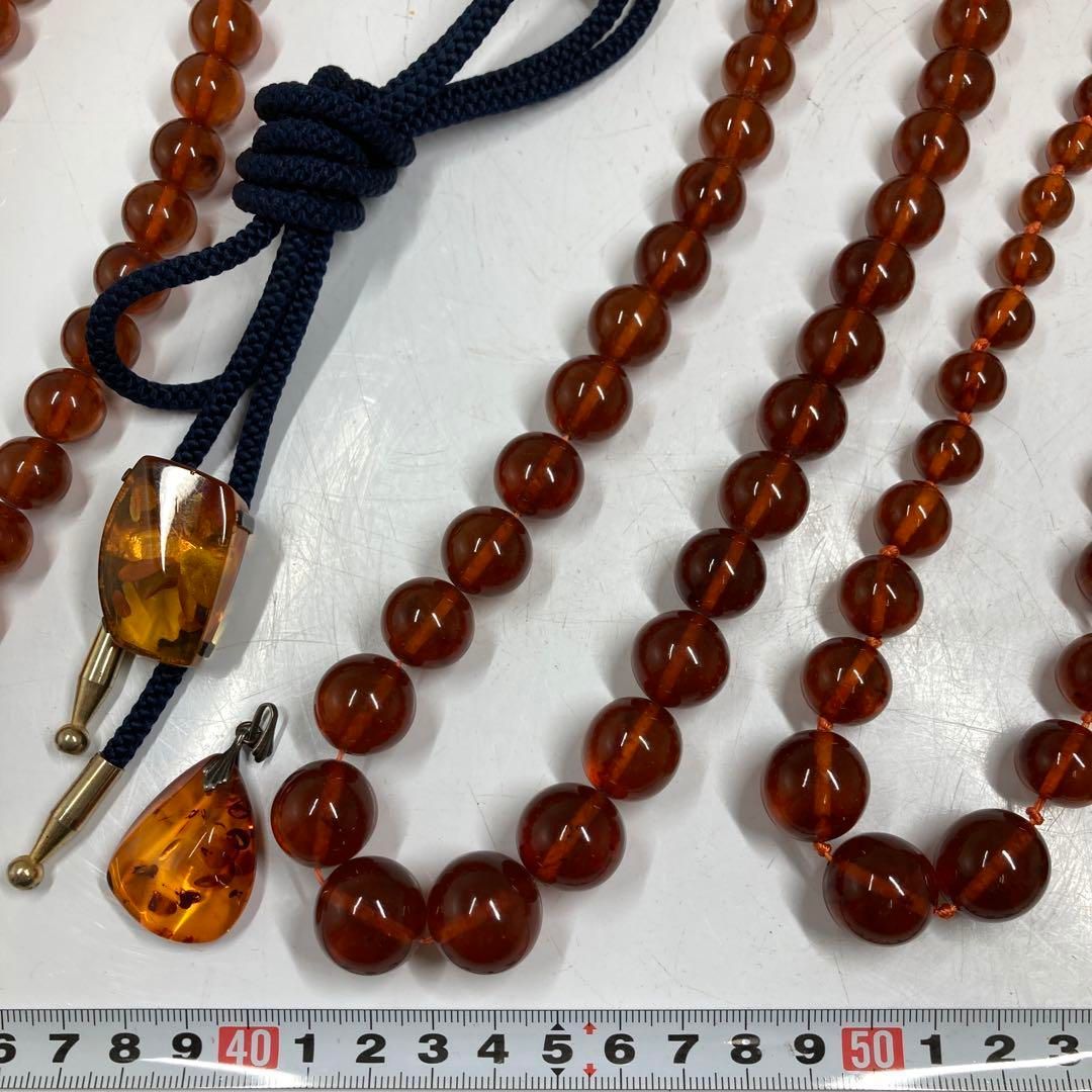 琥珀 ネックレス 多数 9点 重さ303g 東ま5-1119