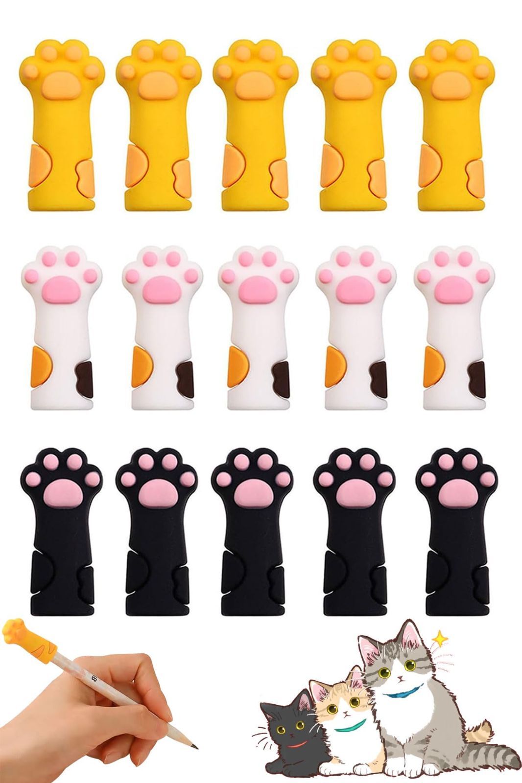 鉛筆キャップ 猫足の鉛筆エクステン 猫足の鉛筆エクステン鉛筆ホルダ 学期の学生用品鉛筆 教室の賞品 耐衝撃 衝突防止 傷害削減 怪我防止贈り物