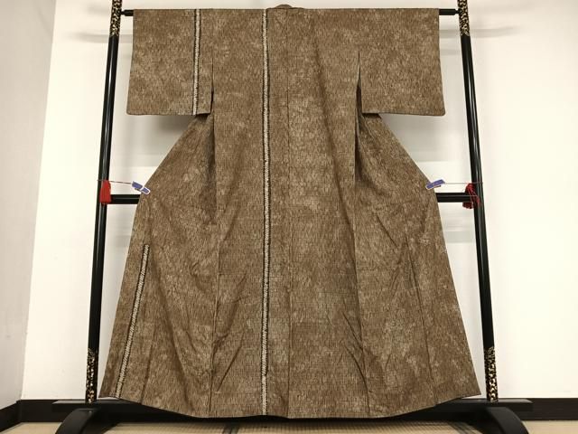平和屋着物●紬 訪問着 木目絞り 西武百貨店扱い 正絹 AAAU0167np