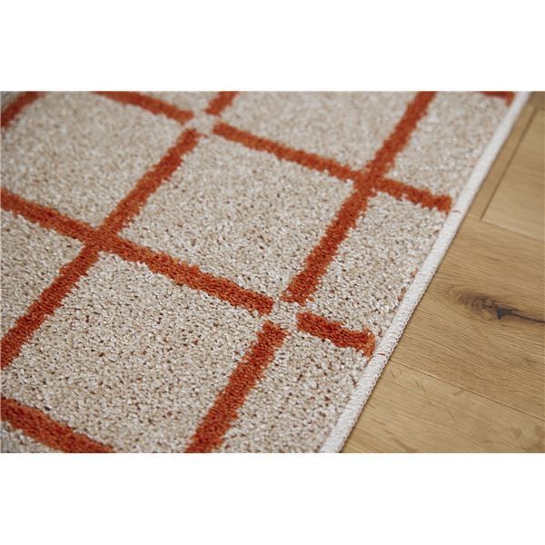 スミノエ 洗える ラグ オセロ 約幅90×長さ130cm オレンジ 日本製