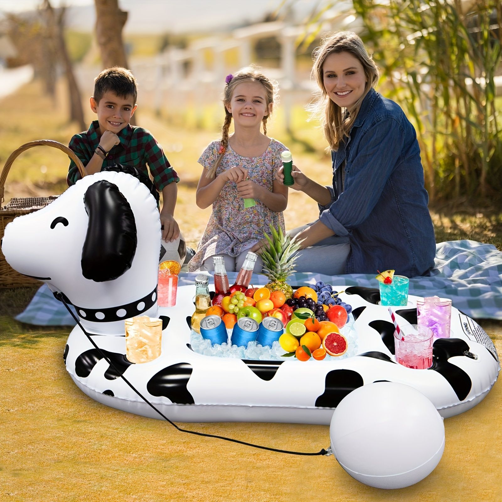 プールテーブル ビーチテーブル PVC製 プールパーティー ウォーターボードゲーム ドリンクホルダー付き カップホルダー 海 ナイトプール フロートマット 海水浴 イベント アウトドア フローティングドリンクコースター プールサイド ダルメシアン型 イヌ 犬