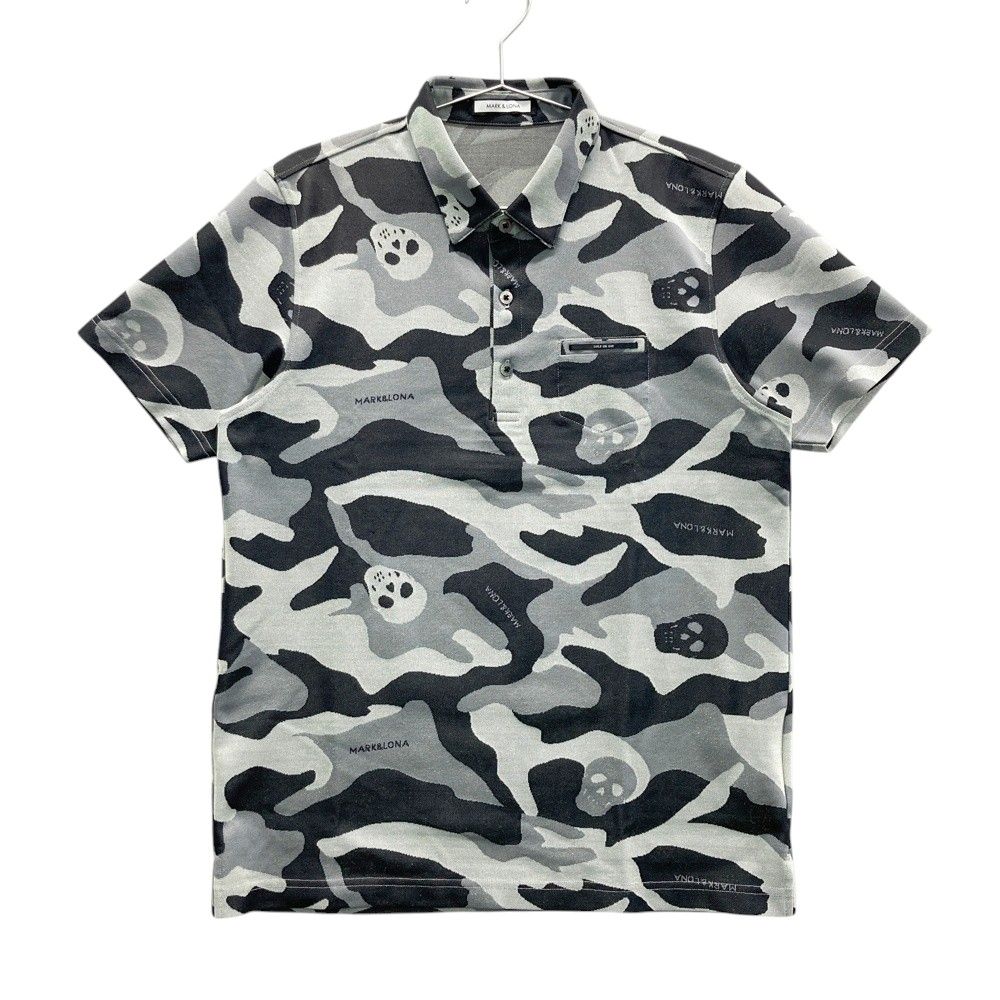 MARK&LONA マークアンドロナ スカル ロゴ 半袖ポロシャツ サイズ48 MARK&LONA マークアンドロナ 半袖ポロシャツ 白×マルチ ドット