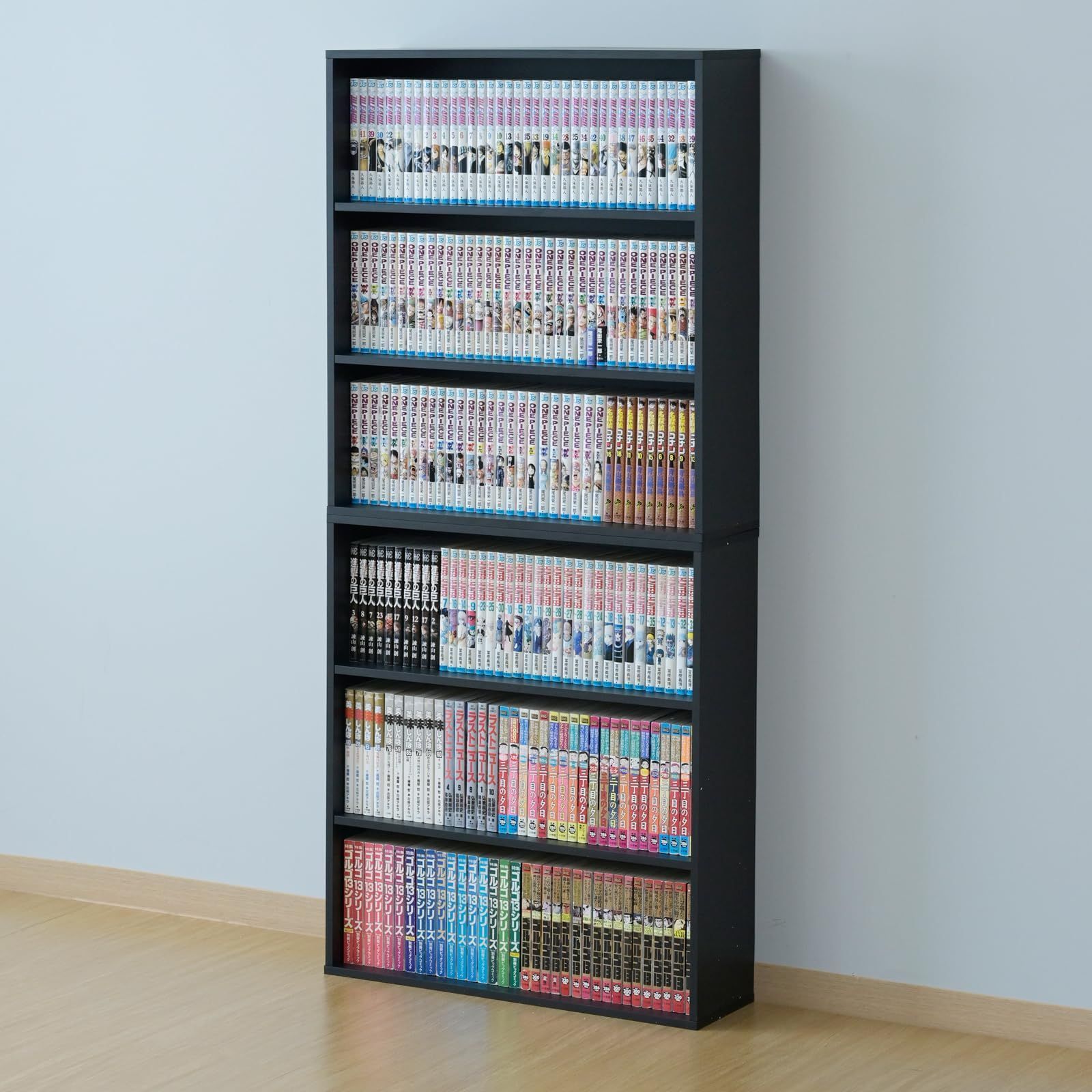 在庫セール ブラック 組立品 ラック SCMCR-1360 BK 幅59×奥行17×高さ134cm 6段 大容量 スリム 本棚 山善