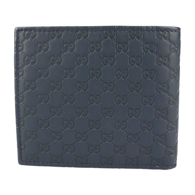 GUCCI 折りたたみ財布 GUCCI グッチ 二つ折り財布 365477 レザー ネイビー系 マイクロ
