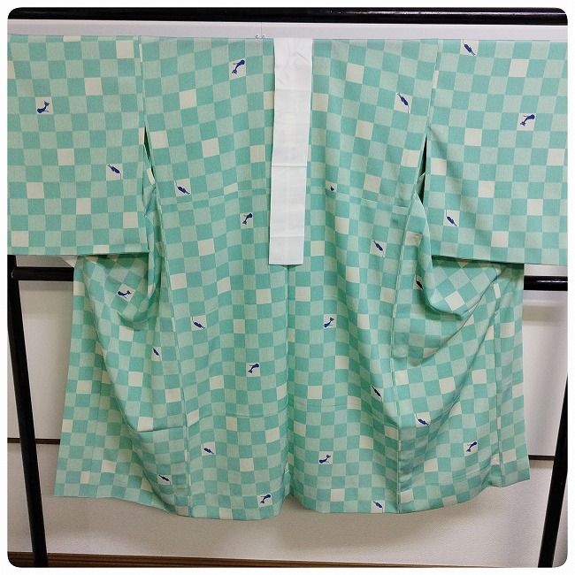 ☆ 美品 長襦袢 猫 ねこ 市松 単衣 洗える ☆ n711 - メルカリ 