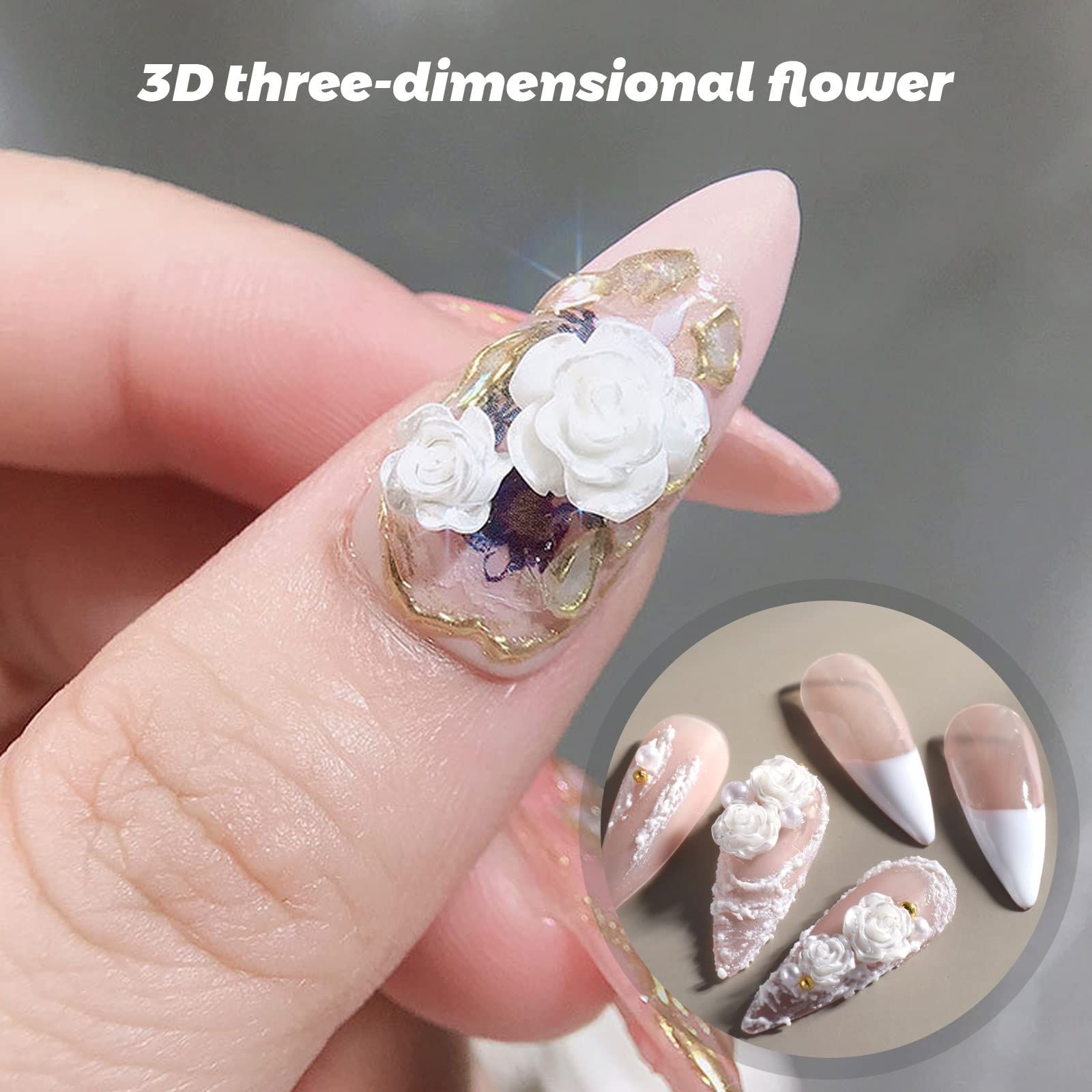 新着商品】8mm ホワイト 6mm 3dパーツ お花パーツ 椿 デコパーツ カメリア ジュエリーパーツ バラ パール風 ネイルアート 白い花 ジェル ネイル 立体 200個セット レジン 花 (ホワイト) ネイルパーツ - メルカリ