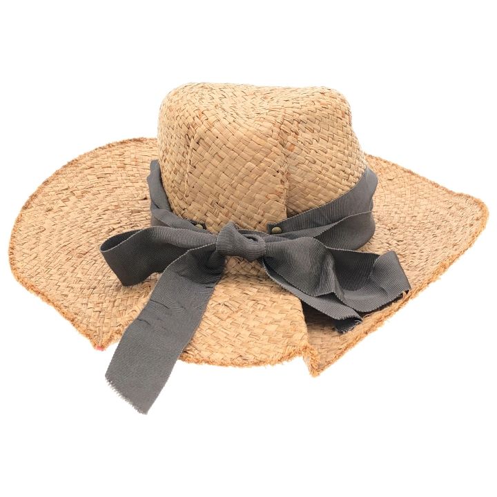 Lola Hats リボンワイドブリムストローハット レディース ベージュ ー