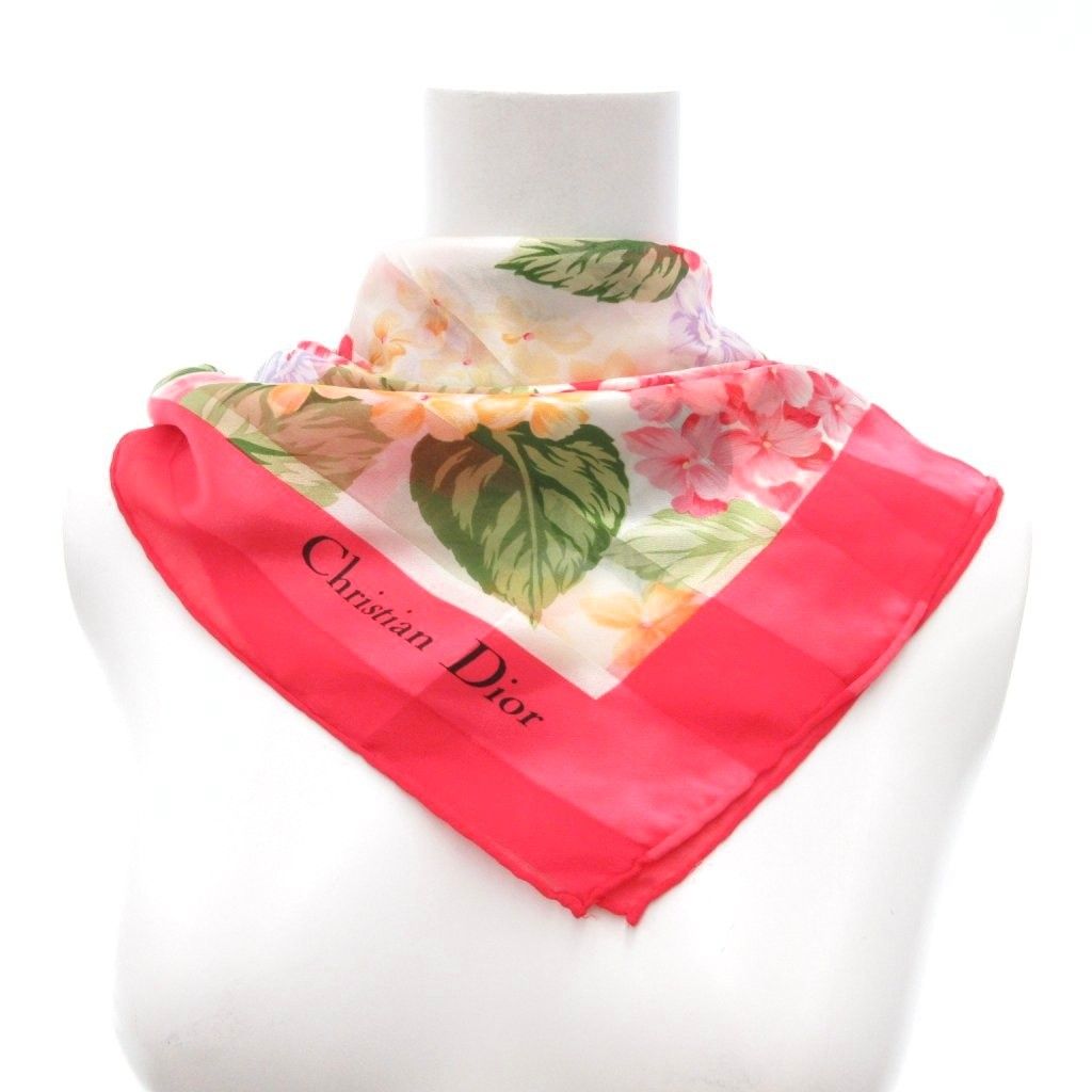 【極美品】クリスチャンディオール シルク イタリア 花柄 大判スカーフ ストール 極美品】クリスチャンディオール シルク 花柄 イタリア 大判スカーフ