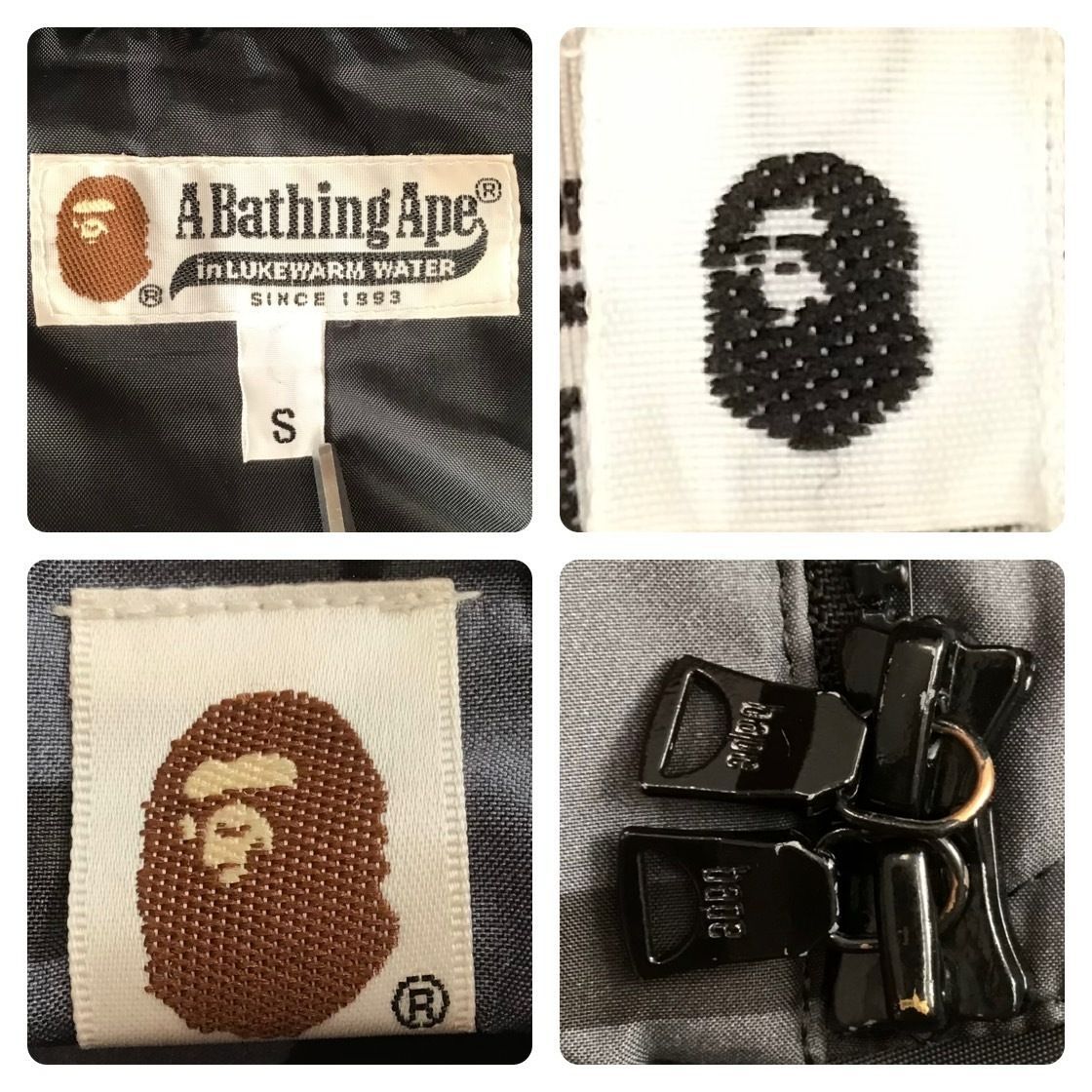 BAPE NATIVE柄 ダウンベスト Sサイズ グレー a bathing ape Puffer