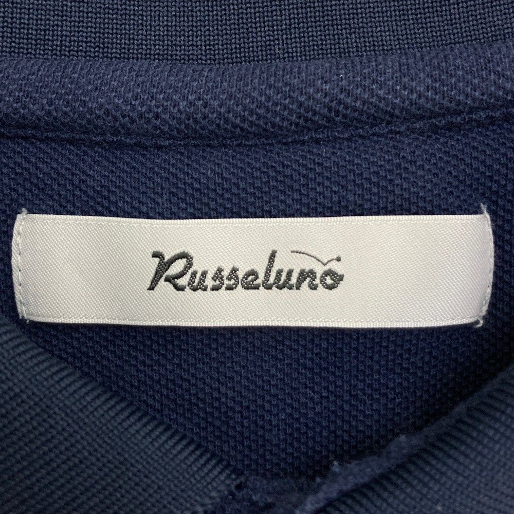 新品　ラッセルノ　ポロシャツ　半袖　ルチャ　ホワイト　ネイビー　サイズ5 RUSSELUNO ラッセルノ 半袖ポロシャツ ルチャ 総柄 ネイビー系 5