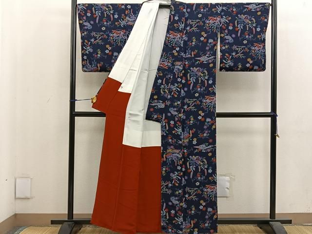 812 未使用品 正絹 証紙付き お召 小紋 4点フルセット 812 未使用