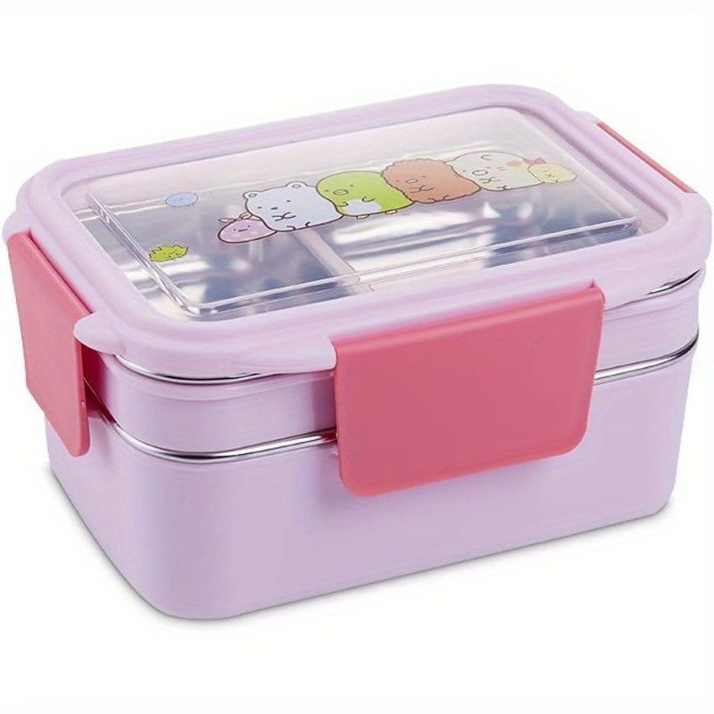 新着商品 弁当箱漫画弁当箱ステンレススチール二重層食品容器ポータブルピクニック学校弁当箱Ppp