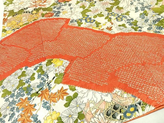 新作，お得 平和屋着物□豪華振袖 駒刺繍 絞り 立波花文 正絹