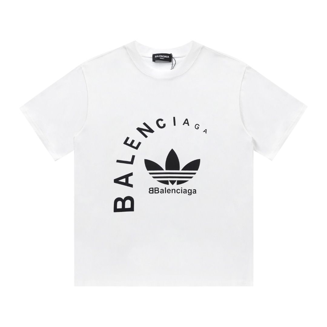 BALENCIAGA×ADIDASコラボ ホワイト半袖Tシャツ 男女兼用ya74