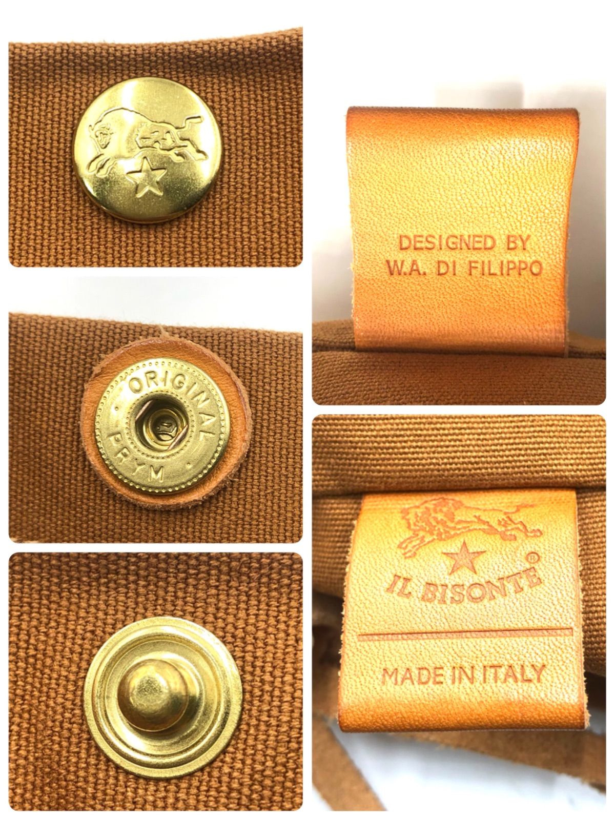 □極美品□IL BISONTE イルビゾンテ トートバッグ キャンバス×レザー 