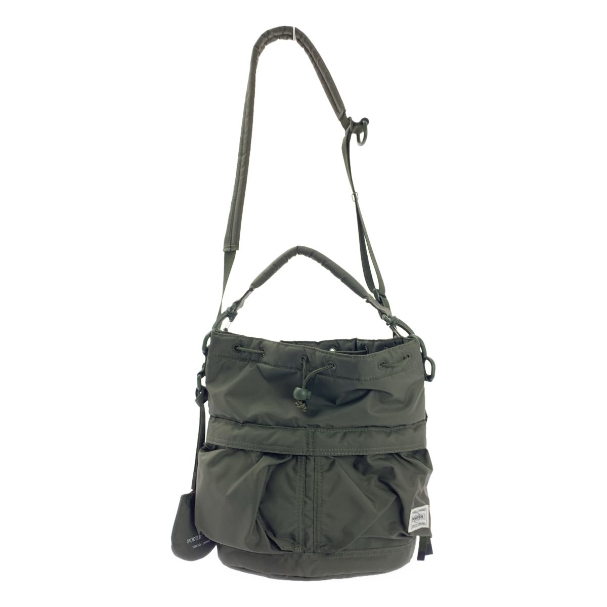 HYKE ハイク × PORTER ポーター TOOL BAG 2way ショルダー付き ロゴ ドローストリング 巾着 ハンドル ツールバッグ グリーン レディース