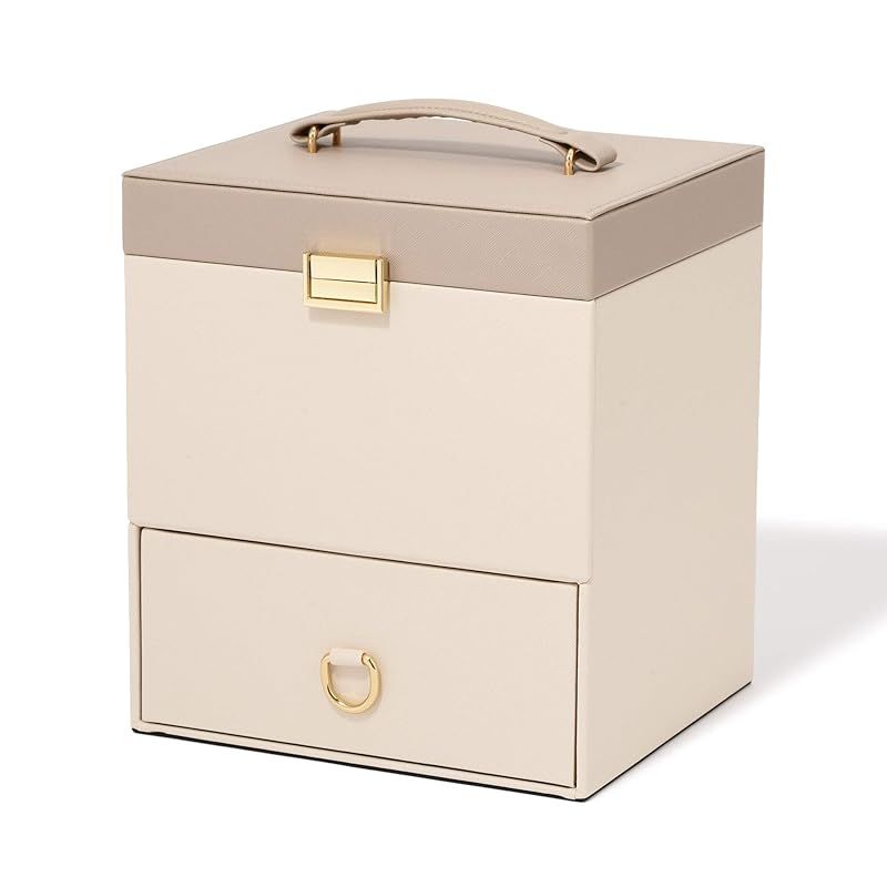 Francfranc フランフラン メイクボックス バイカラー コスメボックス ベージュ 大容量 鏡付き 化粧品 収納ボックス 化粧ボックス 1