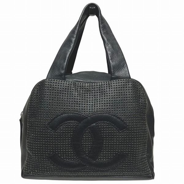 シャネル CHANEL パンチング キューブ キャビアスキン ブラック バッグ ハンドバッグ レディース