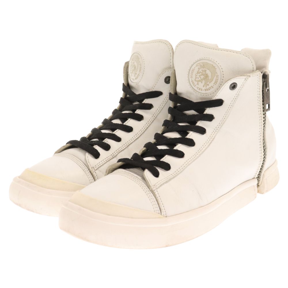 DIESEL (ディーゼル) S-NENTISH ブレイブマンロゴサイドジップレザーハイカットスニーカー ホワイト US9/27cm D763558  - メルカリ