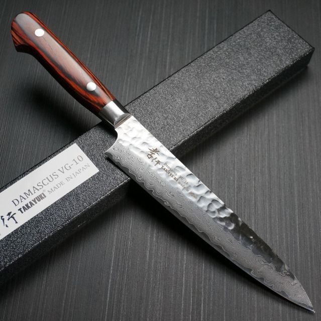 堺孝行 包丁 ペティナイフ 150mm 33層ダマスカス V金10号 ステンレス 槌目 送料無料 ギフトラッピング対応 7391