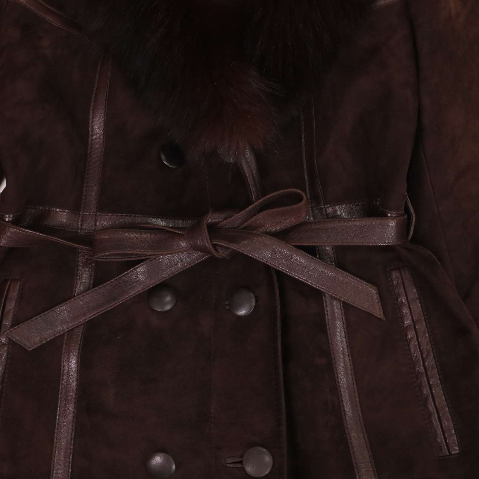 ヴィンテージ/80s USA製/スエードロングコート/ベージュ/ファー/毛皮 ビンテージ50's○Town ＆ Countryミンクファー襟付きウール