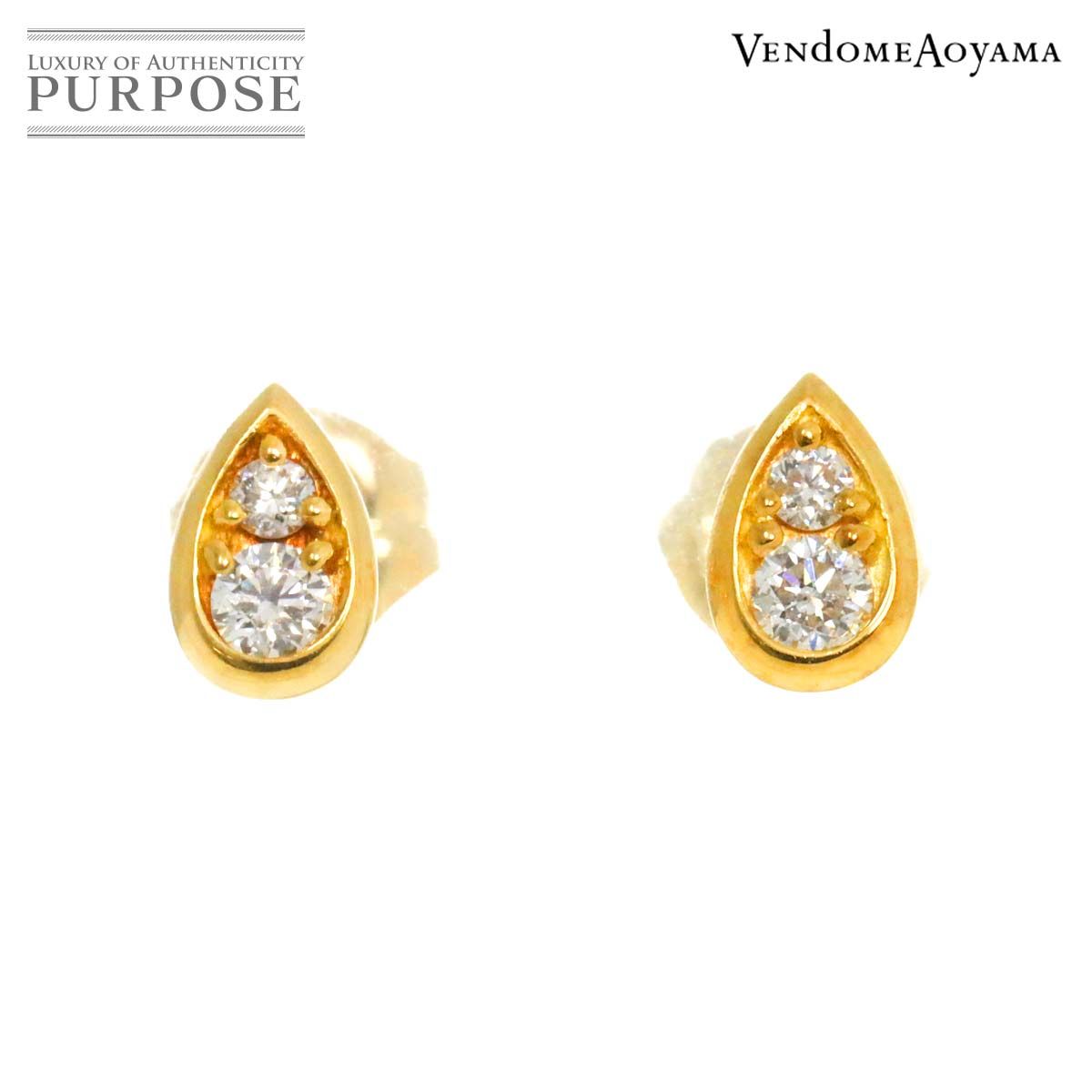 ヴァンドーム青山 Vendome Aoyama ダイヤ ピアス K18 YG イエローゴールド 750 Diamond Earrings Pierced 90281484