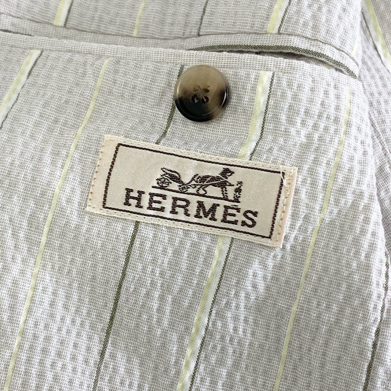 39k13 HERMES エルメス シアサッカー ストレッチ入り テーラードジャケット イージージャケット サイズ44 ライトグレー系 メンズ 男性用  - メルカリ