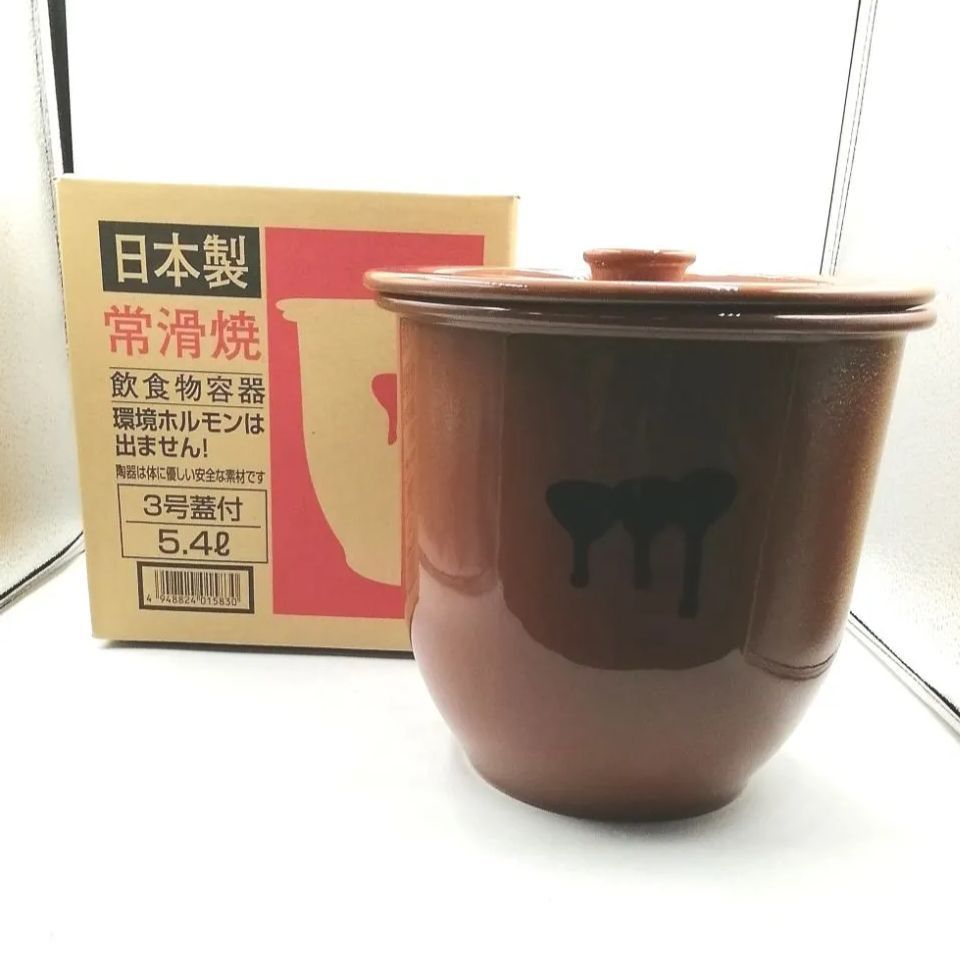 お値下げ】【まとめ買い対象外】常滑焼 飲食物容器 漬物容器 梅干し 漬物 味噌 壺 ３号 蓋付 5.4Ｌ 陶器 日本製 新品未使用 - メルカリ