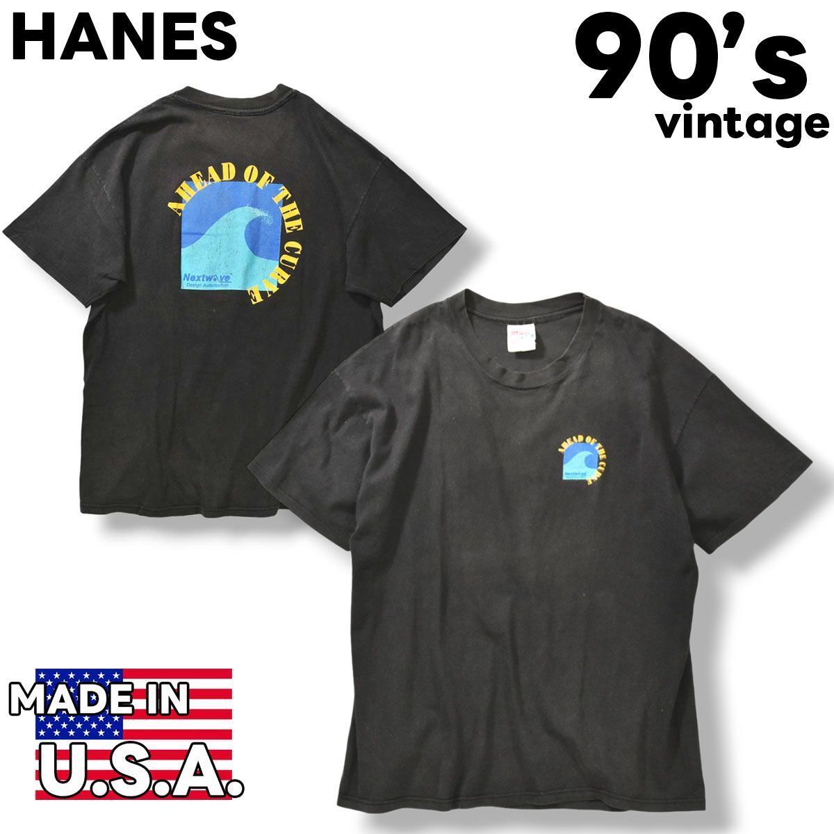 90's USA製シングルステッチ　Apple ヘインズ　企業ロゴ Tシャツ 90s USA製古着 ヴィンテージ ヘインズ ロゴTシャツ シングル
