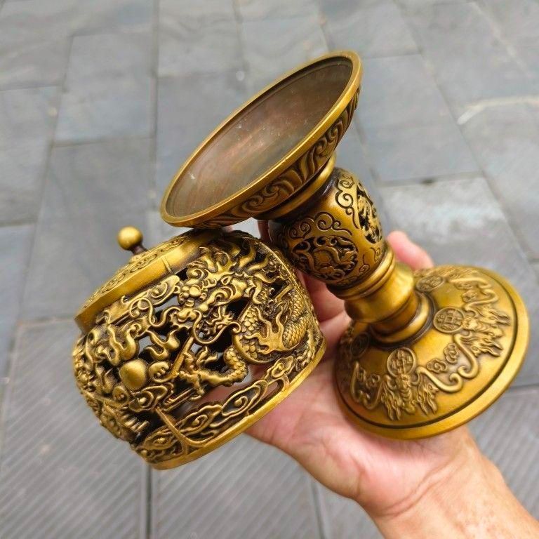 銅 細工 透かし彫り 双龍香炉 銅香炉 仏具 茶道具 香道具 工芸品 置物 銅 細工 透かし彫り 双龍香炉 銅香炉 仏具 茶道具 香道具 工芸品