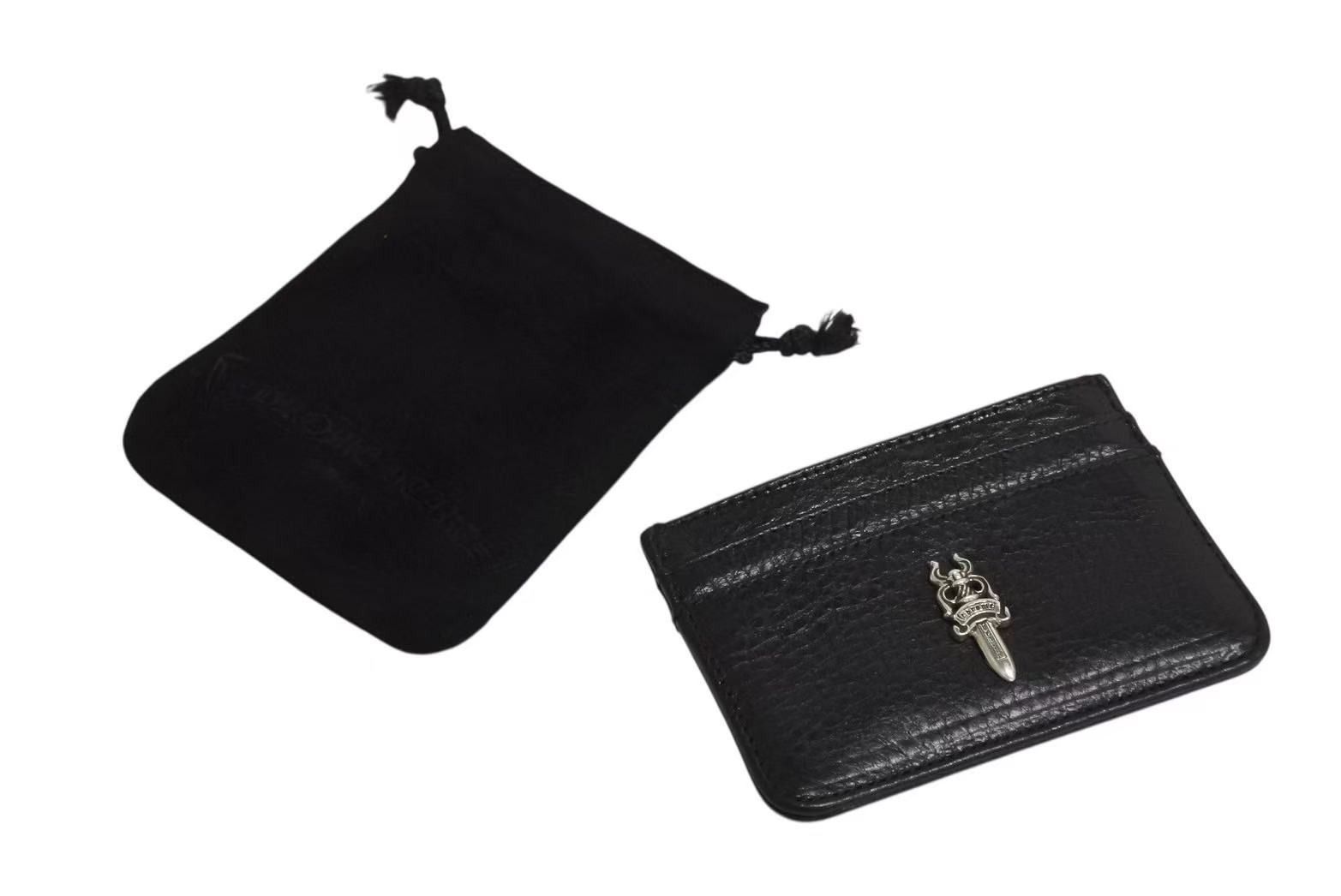 CHROME HEARTS クロムハーツ DOUBLE SIDE ダブルサイド レザーカードケース ダガー装飾 レザー シルバー925 4b002298