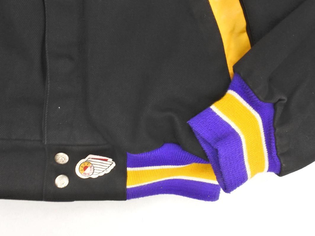 Jeff Hamilton ジェフ ハミルトン ヴィンテージ NBA ロサンゼルス レイカーズ スタジャン ジャケット sizeS 黒ｘ紫ｘ黄 メンズ